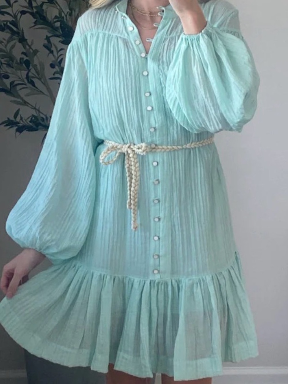 Mixology Stacey Dress Mint Green Braided Belt Satin slip We’re all pretty girls - Picture 14 of 14